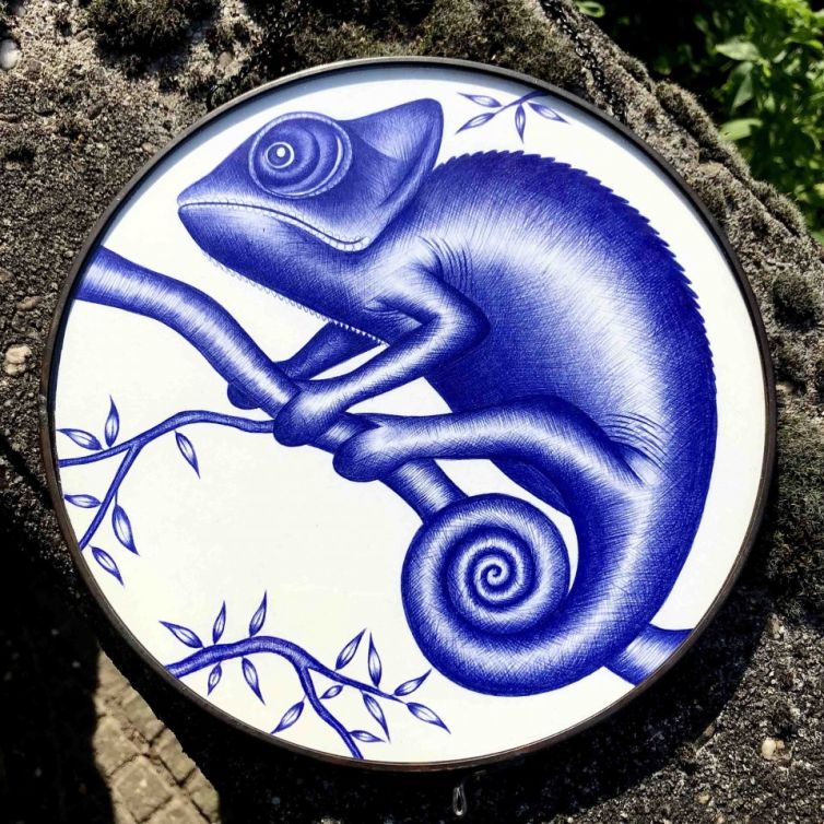 Kameleon-balpen op papier diameter 20 cm 2022