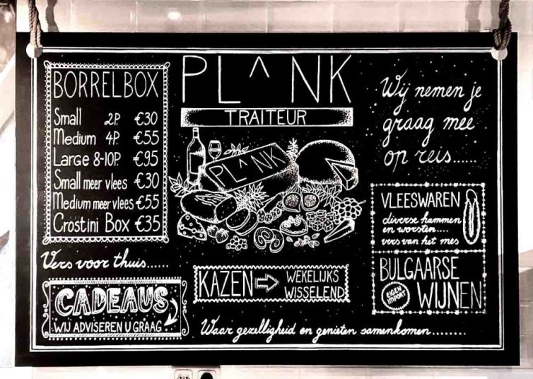 Krijtbord Bistro Plank - krijtstift op krijtbord 2022