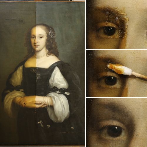 Cornelis Jonsen van Ceulen - portrait of a young girl - 17th century - varnish removal